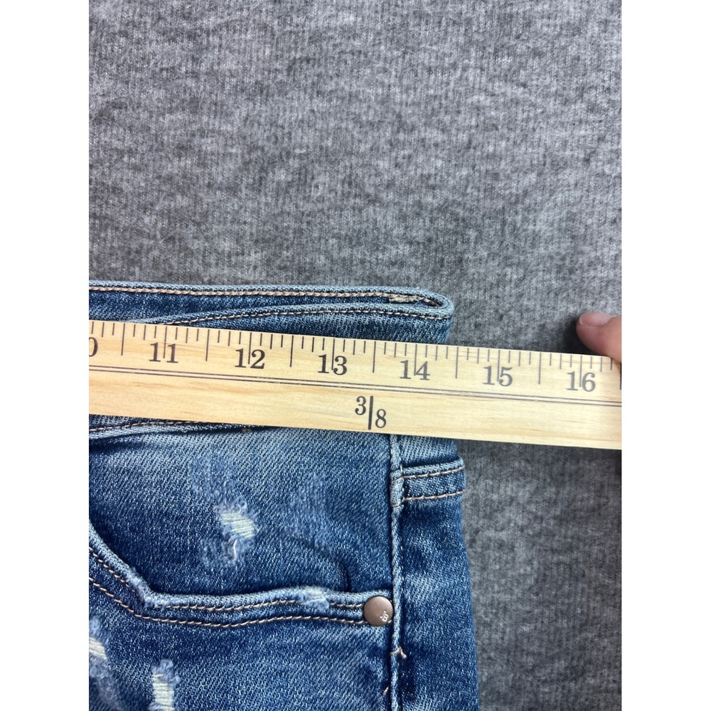 Judy Blue Distressed Raw Hem Denim Shorts Blue JB150127 DK Womens Size L - Picture 6 of 9